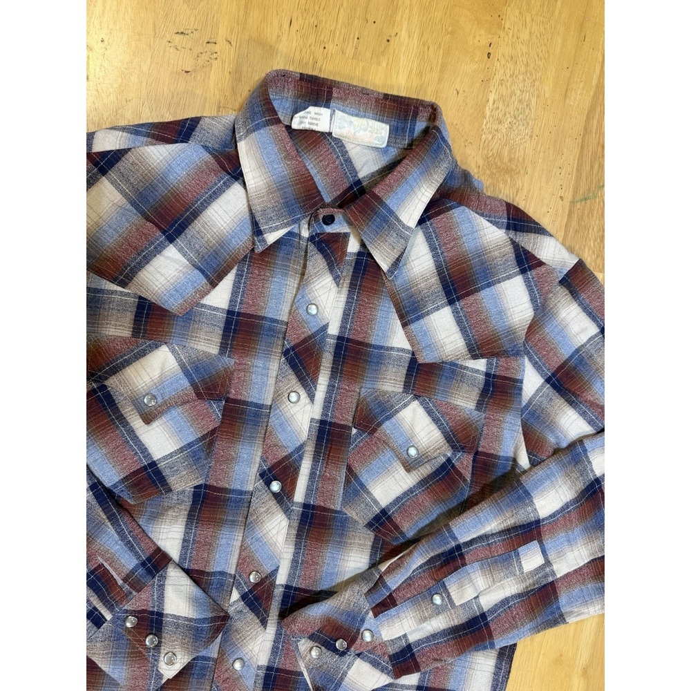 Rocking K Ranch Wear Remington Brushed Flannel Western Pearl Snap Shirt L